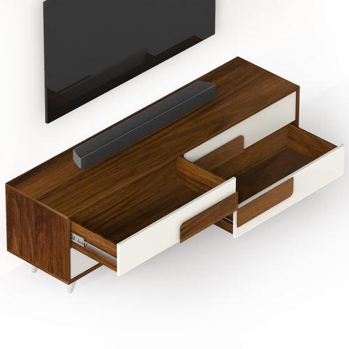 Mayrone TV Unit & Cabinet with Storage Drawers, Ideal for Up to 60" (Brown Maple & Frosty)