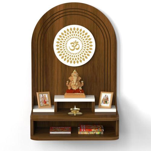 Siddhi Wall Mounted Pooja Stand Mandir Temple for Home and Office Standard (Brown Maple & White)