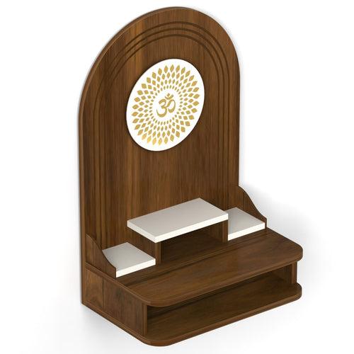 Siddhi Wall Mounted Pooja Stand Mandir Temple for Home and Office Standard (Brown Maple & White)