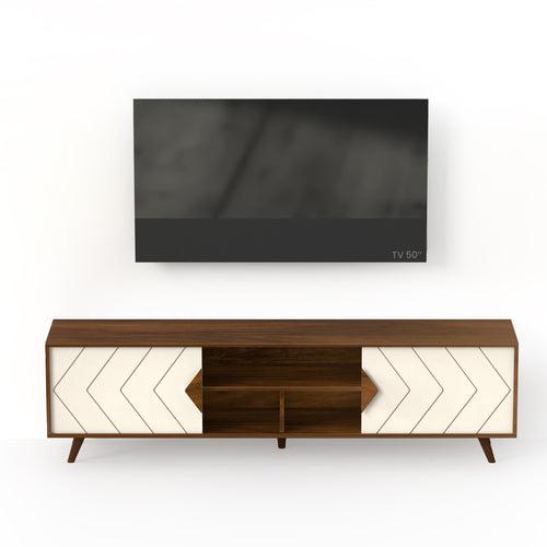 Wilbrome TV Entertainment Unit & Cabinet with Storage Shelves, up to 65" (Brown Maple & Frosty)