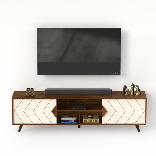 Wilbrome TV Entertainment Unit & Cabinet with Storage Shelves, up to 65" (Brown Maple & Frosty)