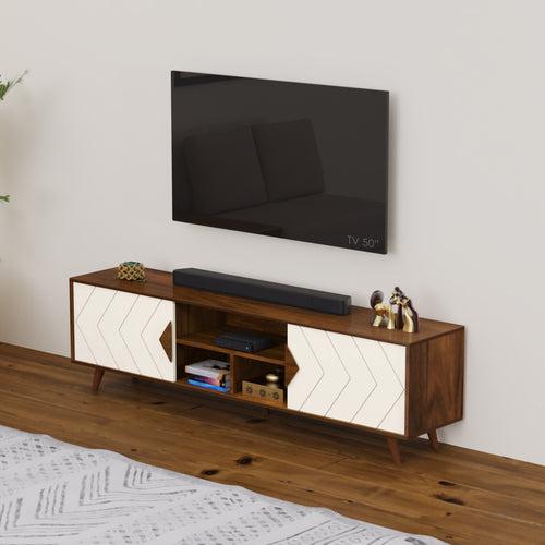 Wilbrome TV Entertainment Unit & Cabinet with Storage Shelves, up to 65" (Brown Maple & Frosty)