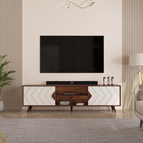 Wilbrome TV Entertainment Unit & Cabinet with Storage Shelves, up to 65" (Brown Maple & Frosty)