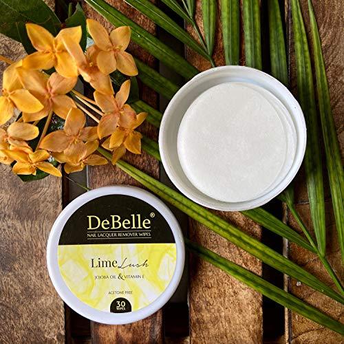 DeBelle Gel Nail Lacquer Natural Blush & Lime Lush Nail Lacquer Remover Wipes Combo