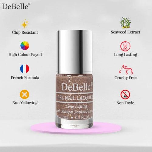 DeBelle Gel Nail Lacquer Angelic Saira (Burnt Mauve with Copper Shimmer Nail Polish) 6 ml