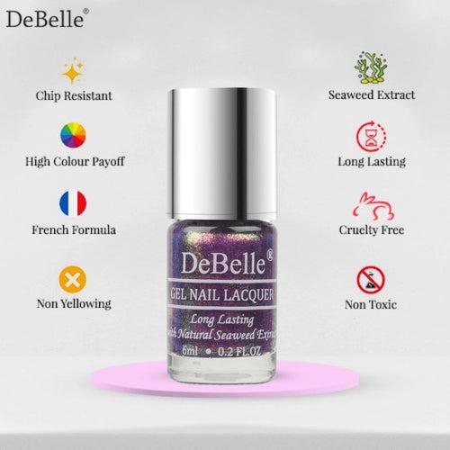 DeBelle Gel Nail Lacquer Delightful Daphne (Duo Holo Purple Glitter Nail Polish), 6 ml