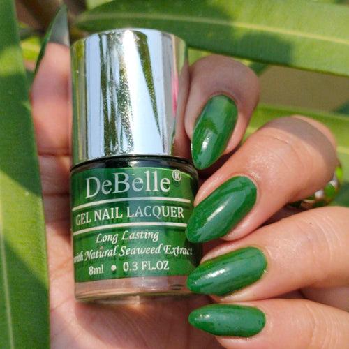 DeBelle Gel Nail Lacquer Jade Willow (Dark Jade Green Nail Polish), 8ml