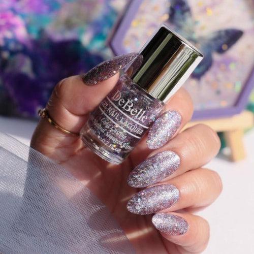 DeBelle Gel Nail Lacquer Tatiana Tassles (Clear Light Purple with Chunky Glitter Nail Polish), 6 ml