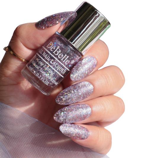 DeBelle Gel Nail Lacquer Tatiana Tassles (Clear Light Purple with Chunky Glitter Nail Polish), 6 ml