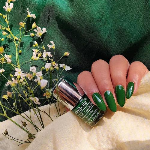 DeBelle Gel Nail Lacquer Jade Willow (Dark Jade Green Nail Polish), 8ml