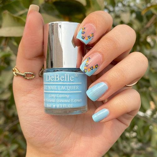 DeBelle Gel Nail Lacquer Snow Bleu (Powder Blue Nail Polish), 8ml