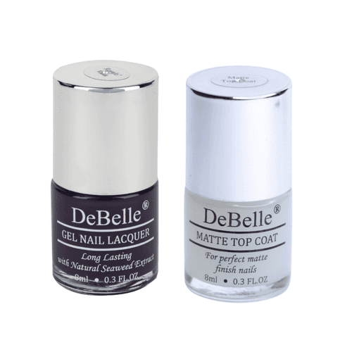 DeBelle Gel Nail Lacquer Royale Viola & Matte Top Coat Combo