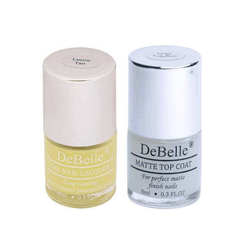 DeBelle Gel Nail Lacquer Lemon Tart & Matte Top Coat Combo