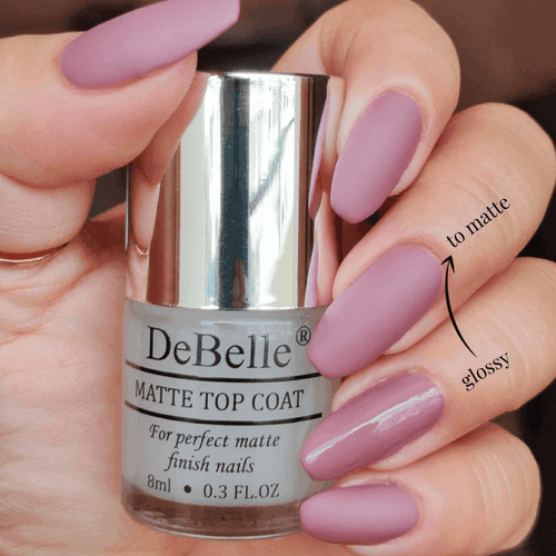 DeBelle Gel Nail Lacquer Majestique Mauve & Matte Top Coat Combo