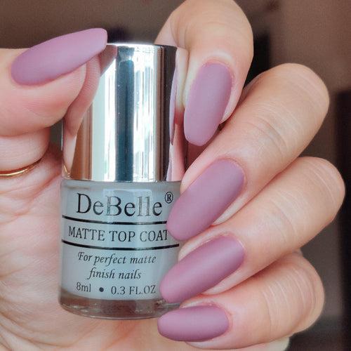 DeBelle Gel Nail Lacquer Majestique Mauve & Matte Top Coat Combo