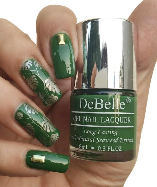 DeBelle Gel Nail Lacquer Jade Willow (Dark Jade Green Nail Polish), 8ml