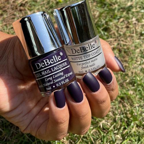 DeBelle Gel Nail Lacquer Royale Viola & Matte Top Coat Combo