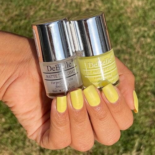 DeBelle Gel Nail Lacquer Lemon Tart & Matte Top Coat Combo