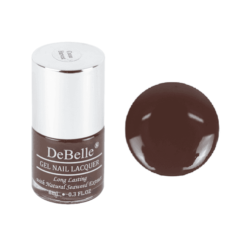 DeBelle Gel Nail Lacquer Cocoa Harvest (Dark Brown Nail Polish), 8ml