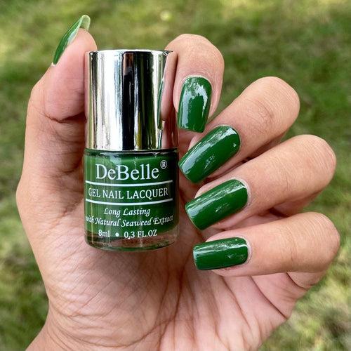 DeBelle Gel Nail Lacquer Jade Willow (Dark Jade Green Nail Polish), 8ml