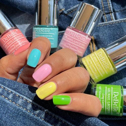 DeBelle Gel Nail Lacquers Combo set of 5 - Kiwi Lime Pastels