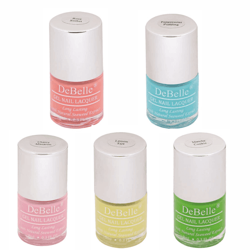 DeBelle Gel Nail Lacquers Combo set of 5 - Kiwi Lime Pastels