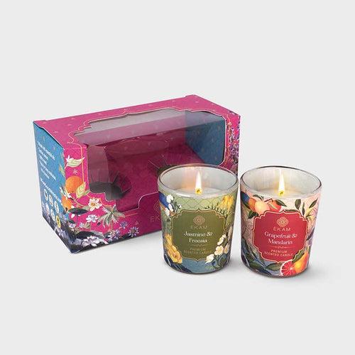 Pack of 2 Shot Glass Candles | Jasmine & Freesia | Grapefruit & Mandarin