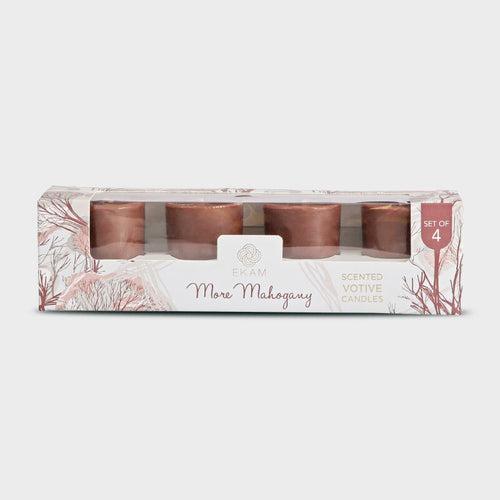 Mahogany Votive Candles Set (4 Pack)