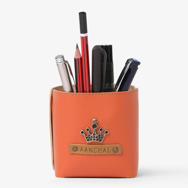 Personalised Pen Stand Holder - Orange Soda