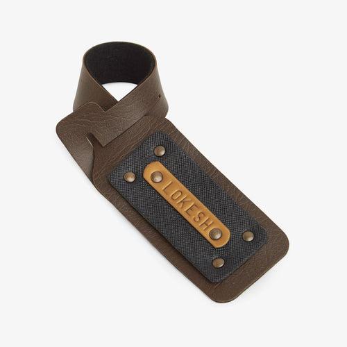 Personalised Leather Luggage/Baggage Tag - Dark Brown