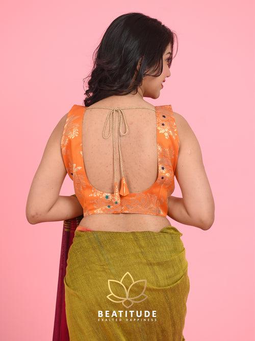 Orange Brocade Blouse