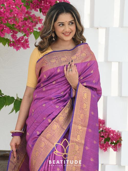 Purple Woven Banarasi Saree