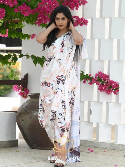 Off White Digital Print Saree