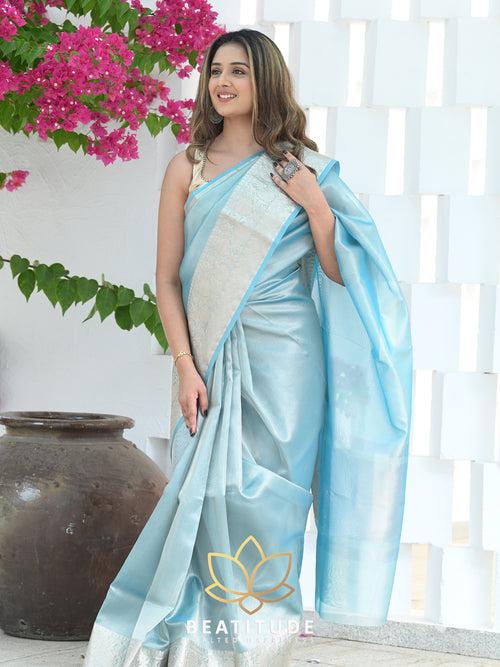 Blue Tissue Banarasi Saree