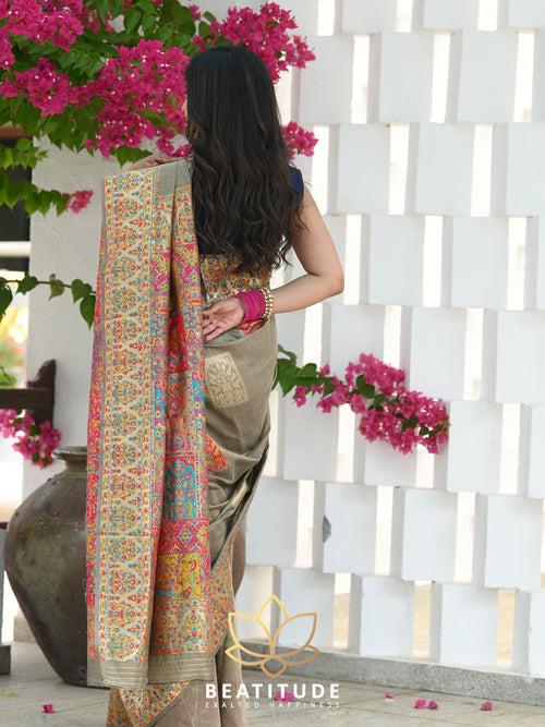 Multicolor Woven Kashmiri Design Saree