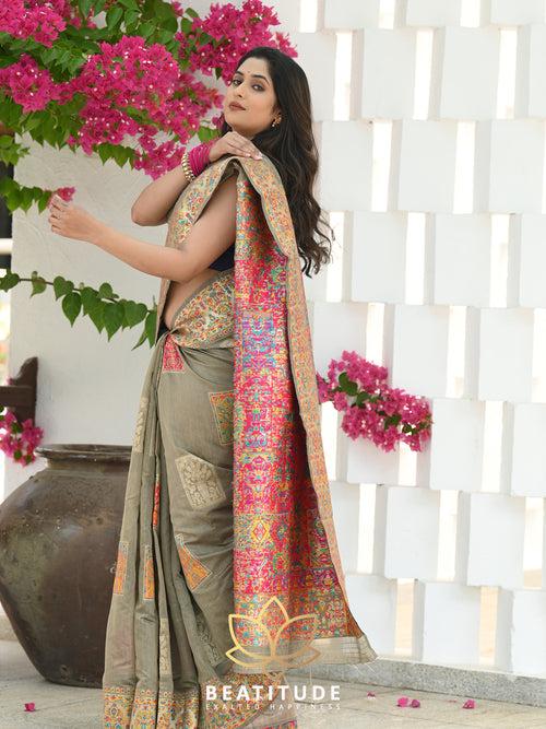 Multicolor Woven Kashmiri Design Saree