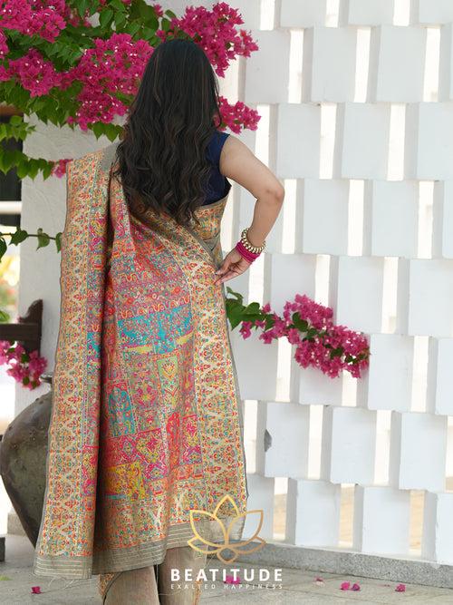 Multicolor Woven Kashmiri Design Saree