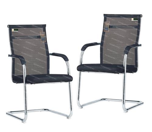 Homegenic S Type Cantilever Mesh Office Visitor Chairs (Stainless Steel)