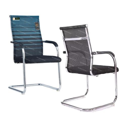 Homegenic S Type Cantilever Mesh Office Visitor Chairs (Stainless Steel)