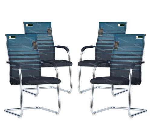 Homegenic S Type Cantilever Mesh Office Visitor Chairs (Stainless Steel)