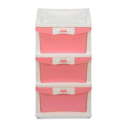 Nilkamal Chester 23 Plastic Free Standing Chest of Drawers (Pink)