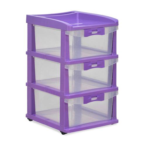 Nilkamal Chester 23 Plastic Free Standing Chest of Drawers (Violet & Transparent)