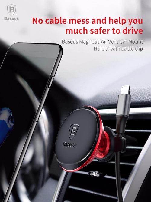 Baseus Magnetic Car Mobile holder with cable clip 360 Rotate