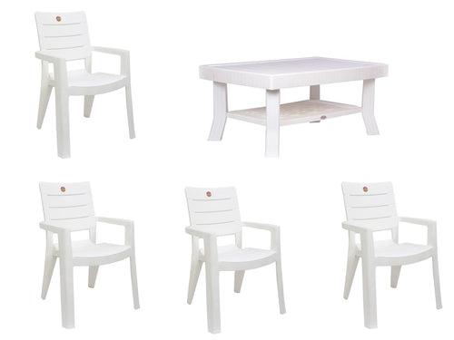 Premium Chair & Table 4+1 (Milky White)