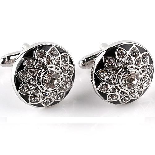 Crystal Flower Shape Cufflinks