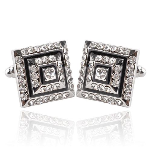 Square Grid Crystal Embellished Cufflinks