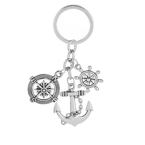 Compass Anchor Rudder Charms Keychain