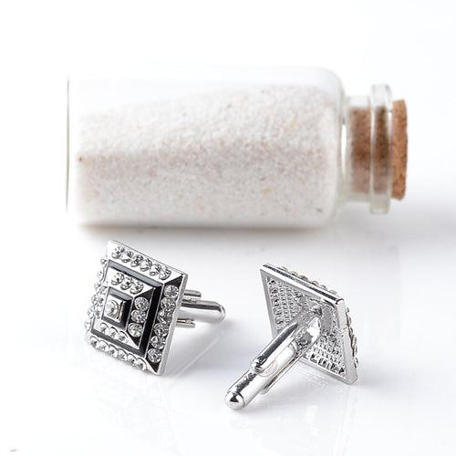 Square Grid Crystal Embellished Cufflinks