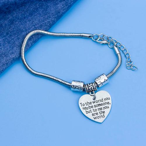 TO THE WORLD YOU MAY BE SOMEONE Engraved Charms Bracelet