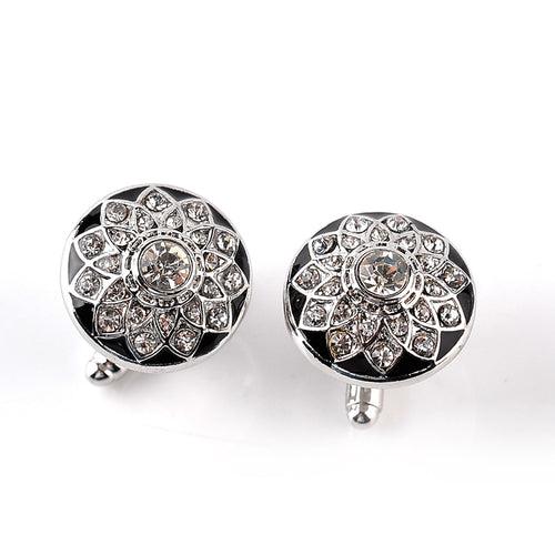 Crystal Flower Shape Cufflinks